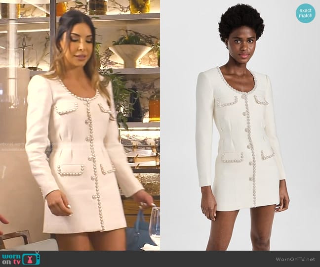 Self Portrait Cream Boucle Tailored Mini Dress in Cream worn by Taleen Marie (Taleen Marie) on The Real Housewives of Dubai