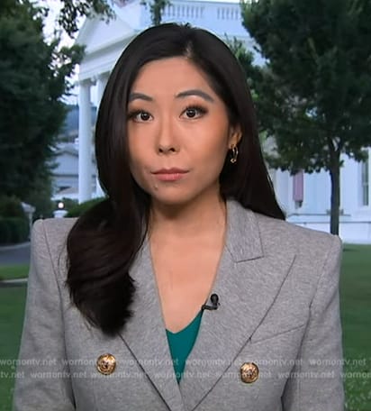 Selina Wang’s grey double breasted blazer on Good Morning America