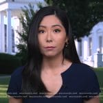 Selina Wang’s navy v-neck dress on Good Morning America