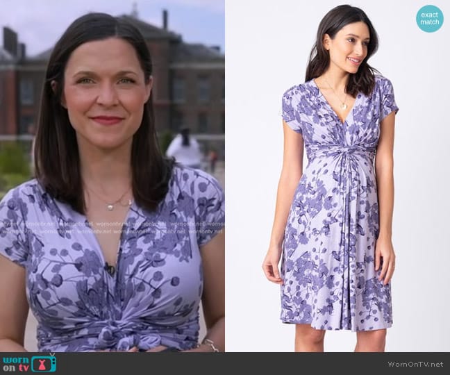 Seraphine Blossom Knot Front Maternity Dress in Lavender worn by Maggie Rulli on Good Morning America