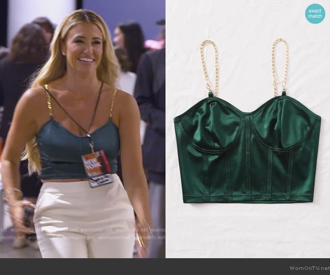 Shein Prive Chain Detail Silky Bustier Cami Crop Top worn by  on The Real Housewives of New Jersey