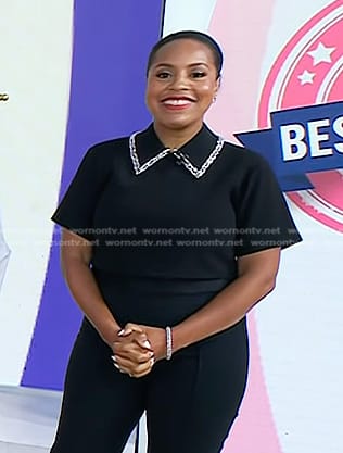 Sheinelle's black embellished collar top on Today