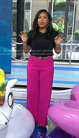 Sheinelle’s fuchsia pink wide-leg pants on Today