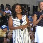 Sheinelle’s white striped sleeveless dress on Today