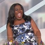 Sheryl’s blue floral sleeveless dress on The Talk