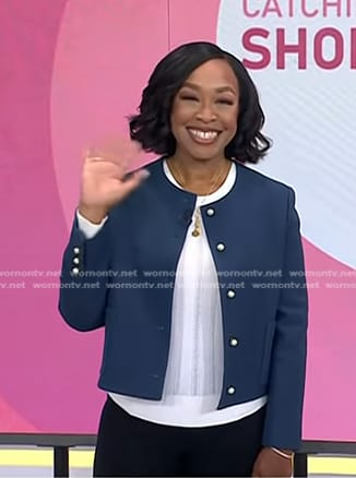 Shonda Rhimes's navy jacket with pearl buttons on Today