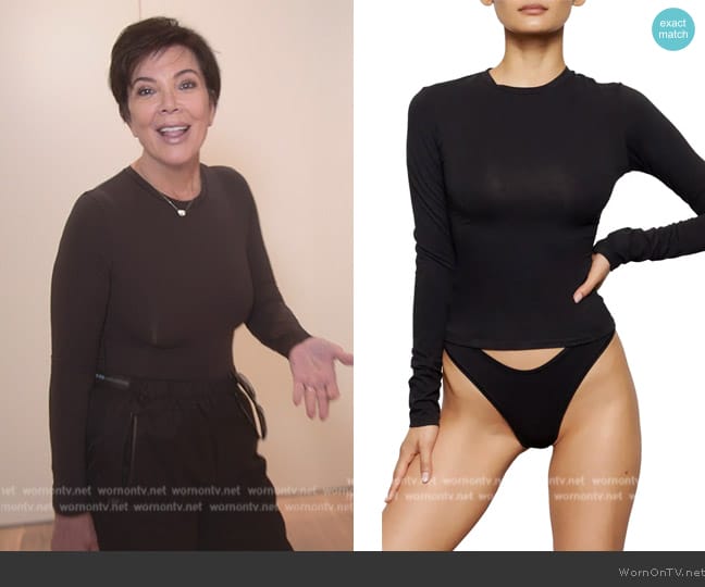 Skims Stretch Cotton Jersey Long Sleeve T-Shirt worn by Kris Jenner (Kris Jenner) on The Kardashians