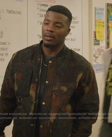 Spencer's camo print bomber jacket on All American