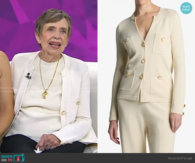 St. John Collection Santiago Sweater Jacket in Ecru worn by Pat Garner on Today