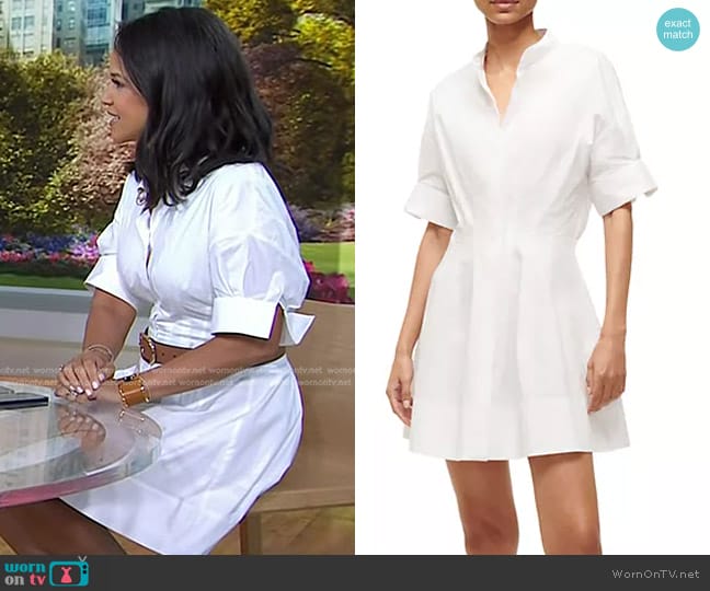 Staud Lorenza Stretch-Cotton Short-Sleeve Minidress worn by Laura Jarrett on Today