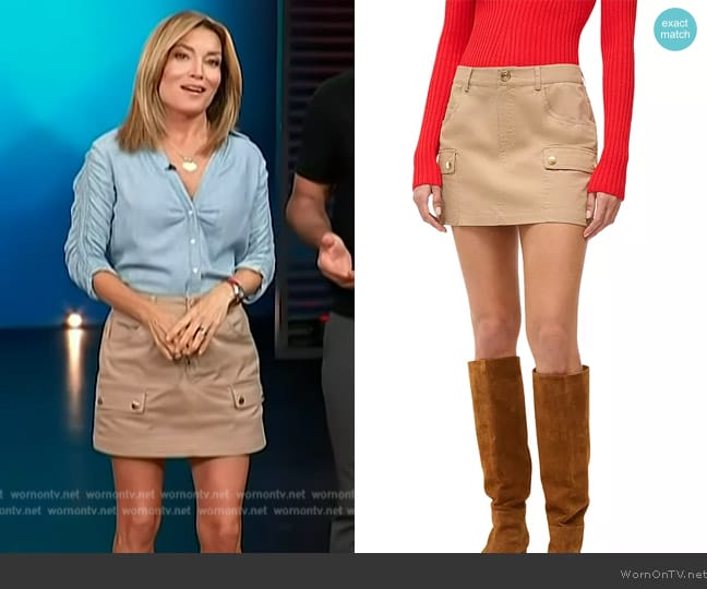 WornOnTV: Kit’s ruched sleeve shirt and cargo mini skirt on Access ...