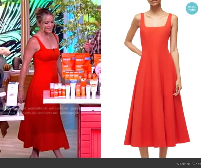 Staud Wells Square Neck Stretch Cotton Dress worn by Sara Haines on The View