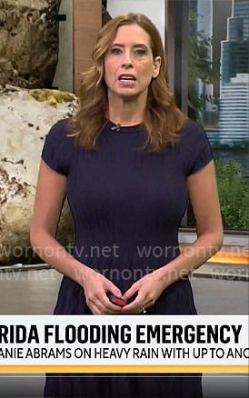 Stephanie Abrams’ navy textured knit dress on CBS Mornings