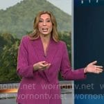 Stephanie Abrams’ magenta pinstripe blazer on CBS Mornings