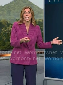 Stephanie Abrams' magenta pinstripe blazer on CBS Mornings