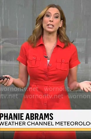 Stephanie Abrams' red shirtdress on CBS Mornings