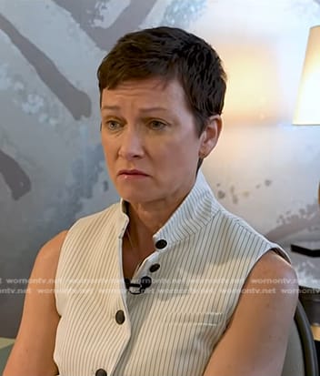 Stephanie’s white pinstripe vest on NBC News Daily