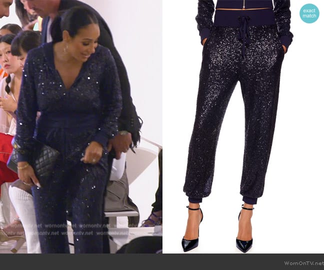 Susana Monaco Sequin Joggers worn by Melissa Gorga on The Real Housewives of New Jersey