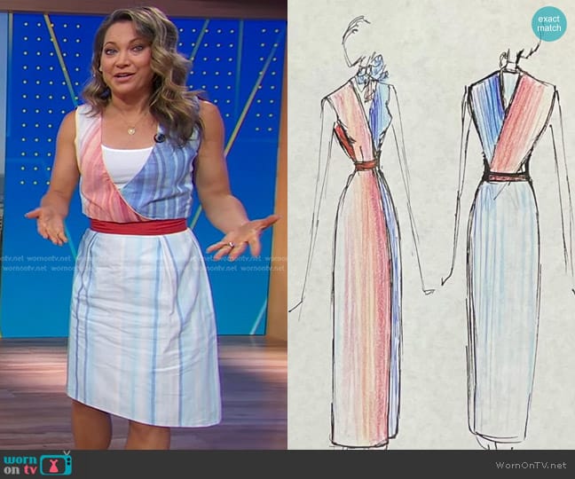 Tammam Climate Stripes Dress from 2022 collection worn by Ginger Zee on Good Morning America