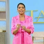 Tamron’s pink satin blazer and pants on Tamron Hall Show