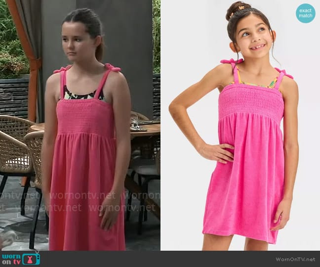 Cat & Jack at Target  Solid Cover Up Dress in Pink worn by Georgie Spinelli (Lily Fisher) on General Hospital