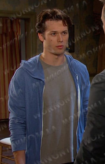 Tate's blue zip hoodie on Days of our Lives