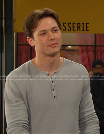 Tate's grey ribbed henley on Days of our Lives