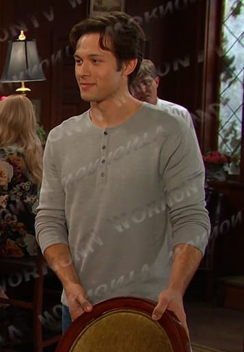 Tate's grey ribbed henley on Days of our Lives