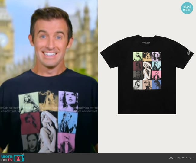 Taylor Swift Official Store The Eras II Tour Black T-Shirt worn by Will Ganss on Good Morning America