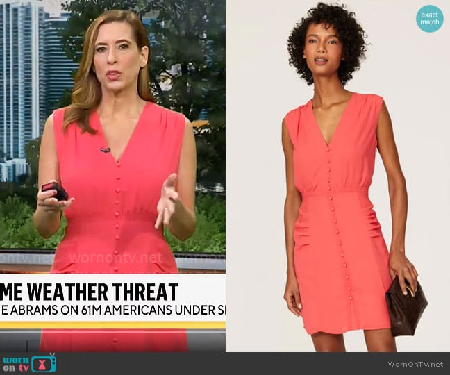 Thakoon Collective Teaberry V-Neck Dress worn by Stephanie Abrams on CBS Mornings