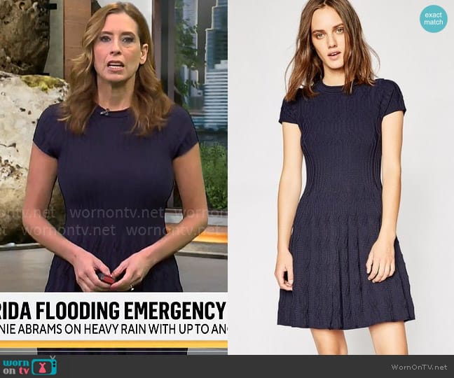 The Kooples Jacquard Knit Dress worn by Stephanie Abrams on CBS Mornings