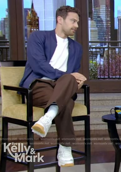 Theo James’s sneakers on Live with Kelly and Mark