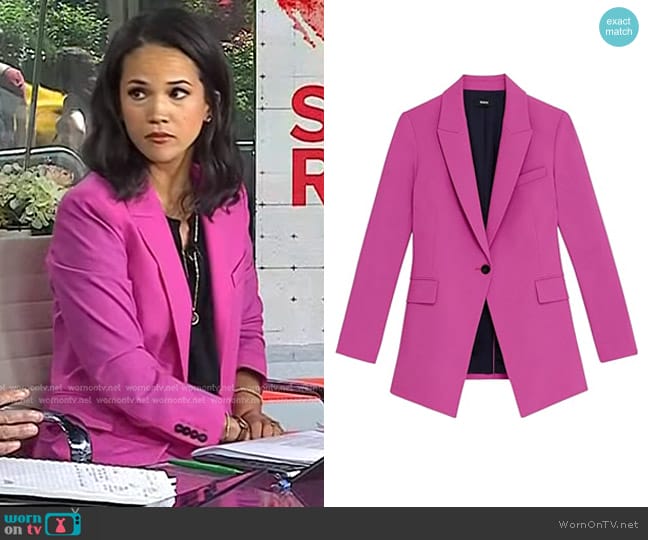 Theory Etiennette Wool-Blend Blazer in Carnation worn by Laura Jarrett on Today