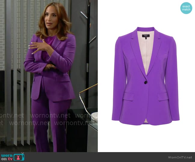 Theory Staple crepe blazer worn by Lily Winters (Christel Khalil) on The Young and the Restless