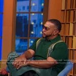 Timbaland’s green striped knit polo and cargo pants on Good Morning America