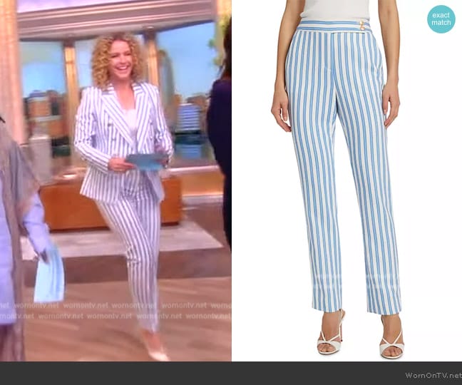 Toccin Eden Cigarette Striped Pants worn by Sara Haines on The View