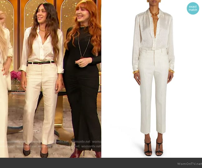 Tom Ford Stripe Silk Button-Up Shirt worn by Shani Darden on The Drew Barrymore Show