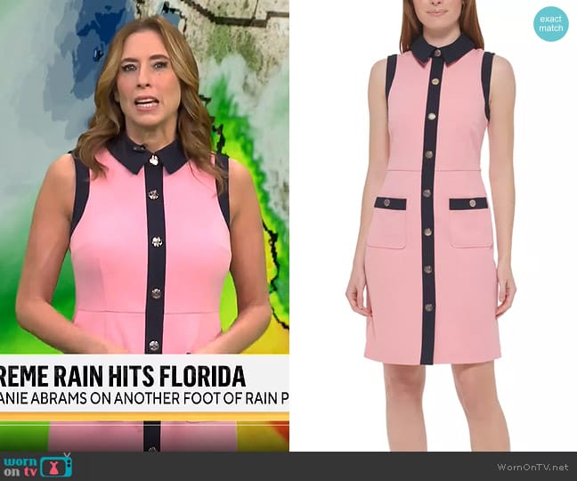 Tommy Hilfiger Contrast-Trim Sheath Dress worn by Stephanie Abrams on CBS Mornings