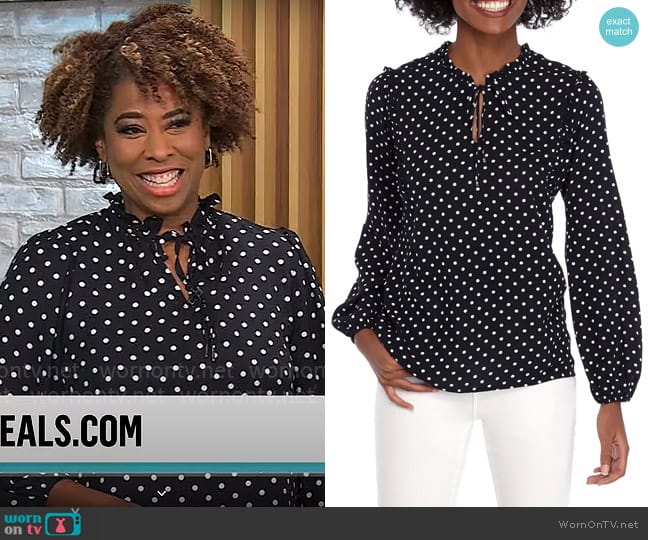 Tommy Hilfiger Ruffle Blouse worn by Gayle Bass on CBS Mornings