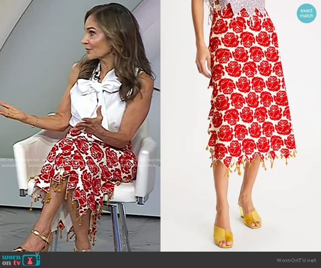 Tory Burch Diamond Topstitch Poplin Skirt worn by Joy Bauer on Today