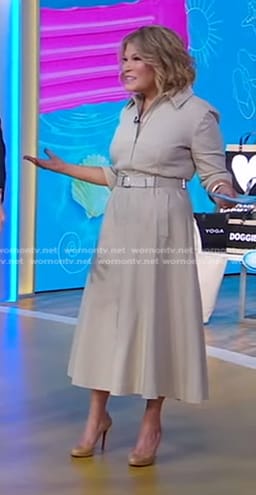 Tory’s grey belted midi dress on Good Morning America