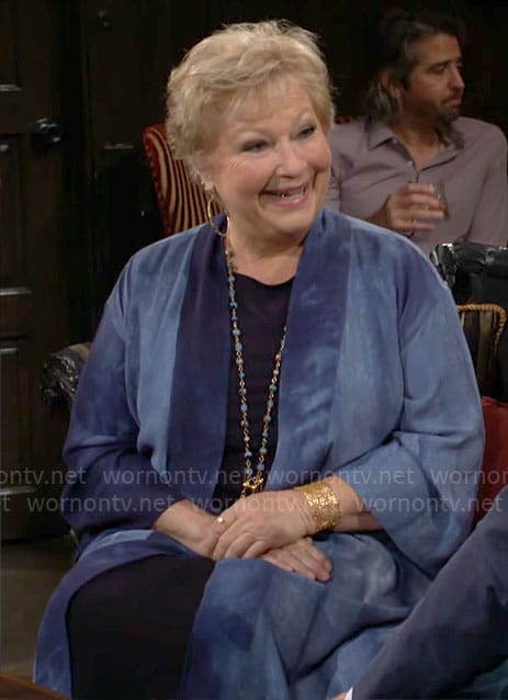 Traci's blue tie dye jacket on The Young and the Restless