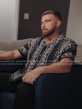 Travis Kelce's black bandana print shirt on Good Morning America