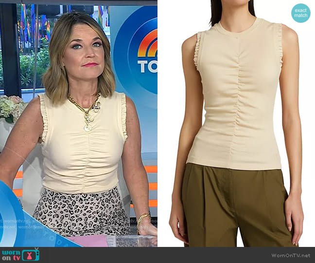 Ulla Johnson Kyla Top in Driftwood worn by Savannah Guthrie on Today