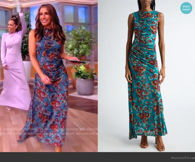 Ulla Johnson Livia Floral Side Ruched Maxi Dress worn by Alyssa Farah Griffin on The View