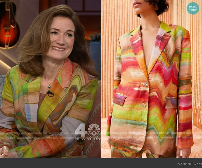 Ulla Johnson Elias Jacket in Canyon Sunset worn by Cheryl Henson on The Kelly Clarkson Show