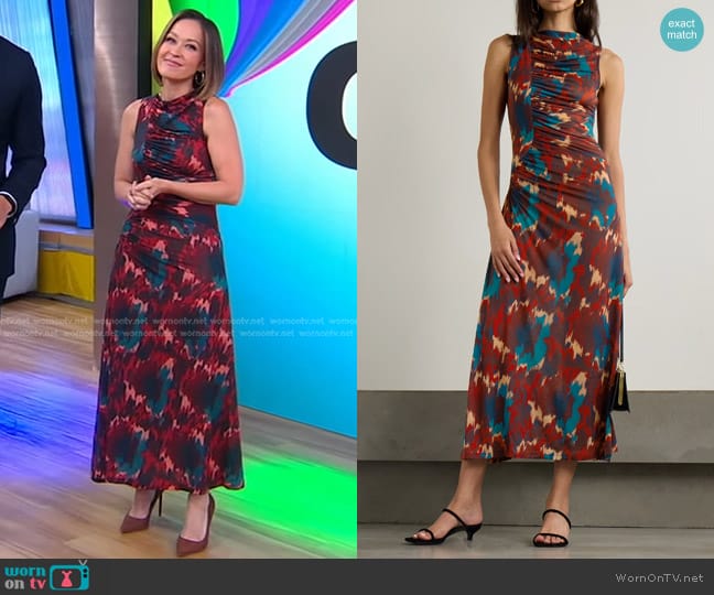 WornOnTV: Eva’s multicolor printed ruched dress on Good Morning America ...