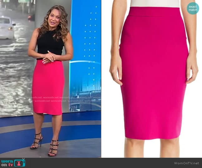 Chiara Boni La Petite Robe Lumi Pencil Skirt worn by Ginger Zee on Good Morning America