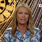 Vanna White’s white and blue printed blouse on Today