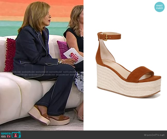 Veronica Beard Gianna Platform Wedge Sandal in Caramel worn by Hoda Kotb on Today